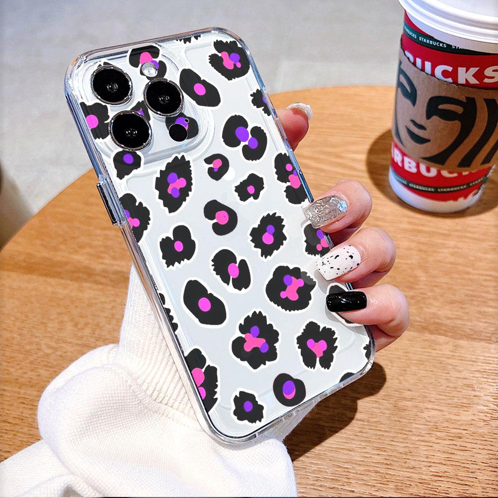 Pink Purple Leopard Print Phone Case for Xiaomi Redmi Note 15 14 13 12 11 10 9 8 7 Pro Plus Soft Shockproof Protective Cover