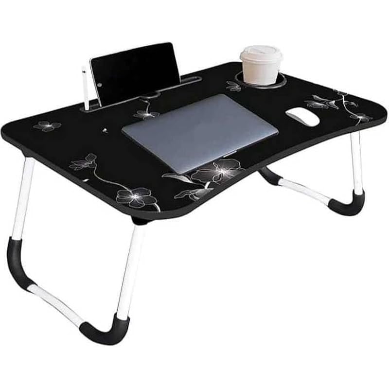 Yajnas Wooden Multipurpose Foldable Laptop Table With Cup&Tab Holder|Table Holder Study Table,Breakfast Table,Foldable A
