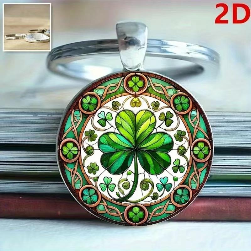 Four-Leaf Clover Lucky Charm Keychain - Personalized New Year & Christmas Gift Pendant