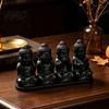 Artistic Tabletop Centerpiece 4-in-1 Mini Buddha Statue, See Hear Speak No Evil And Phone, 3D Printed Trendy Office Gadgets Zen Monk Feng Shui