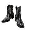 Women's Size 33-46 Embroidered Ankle Boots, Square Toe Western Heels, Slip-On Wholesale Booties for Women