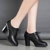 Women's High Heels Shoes Platform Bottom Black Work Shoes Woman Dress Spring Autumn Round Toe Thick Heel Big Size 43 Casual Pump