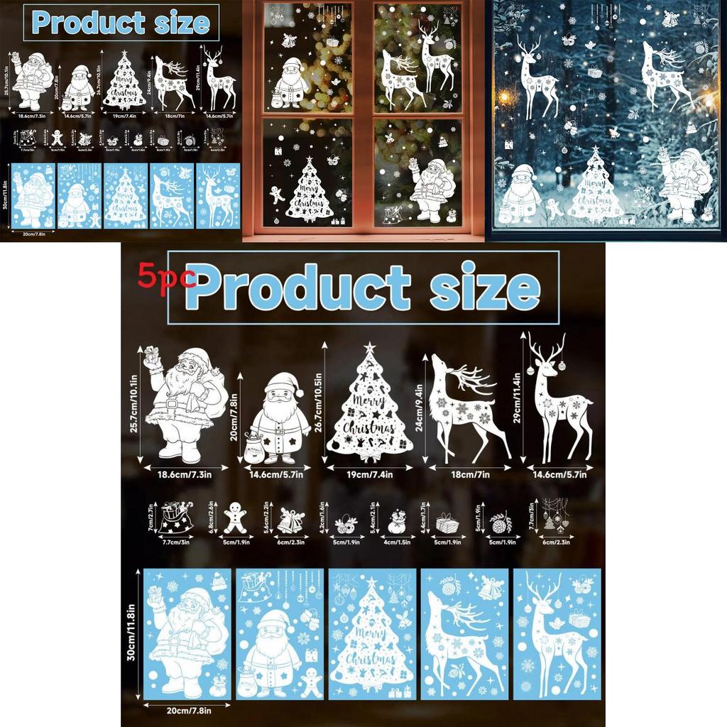 Christmas Window Decals With Snowflakes And Reindeer Pvc Sticker Set For Holiday Decor