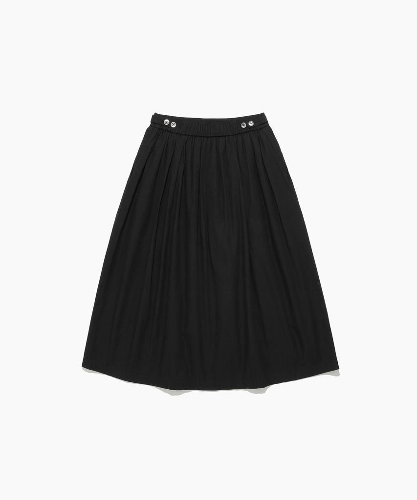 Tudument Shirring Long Skirt Black
