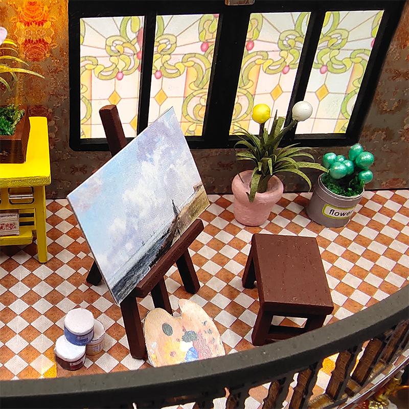 Creative DIY Model Assembly Cabin Loft Retro Luxury Decoration 3D Doll House Gift Figurine