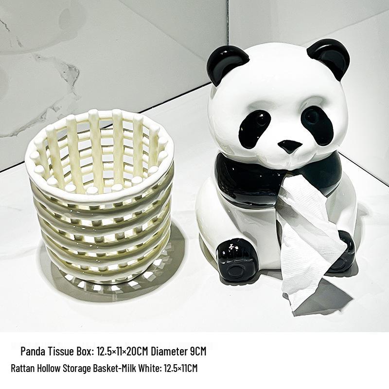 Panda Ceramic Tissue Box Holder - Creative Cartoon Napkin Dispenser for Living Room Decor