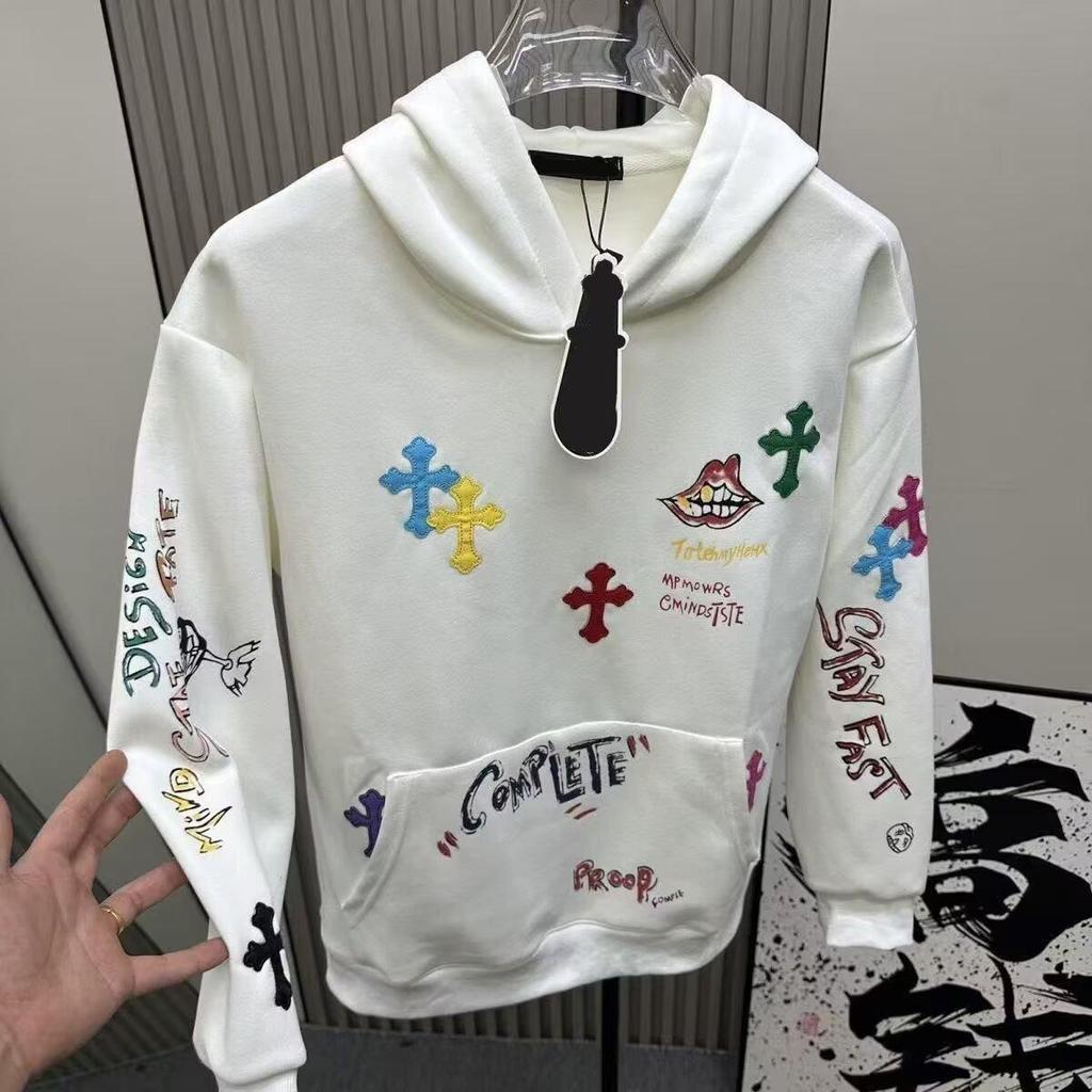 Men's 2025 Autumn Cross-Color Letter Embroidered Hooded Sweatshirt - Fashionable, Versatile, and Comfortable.