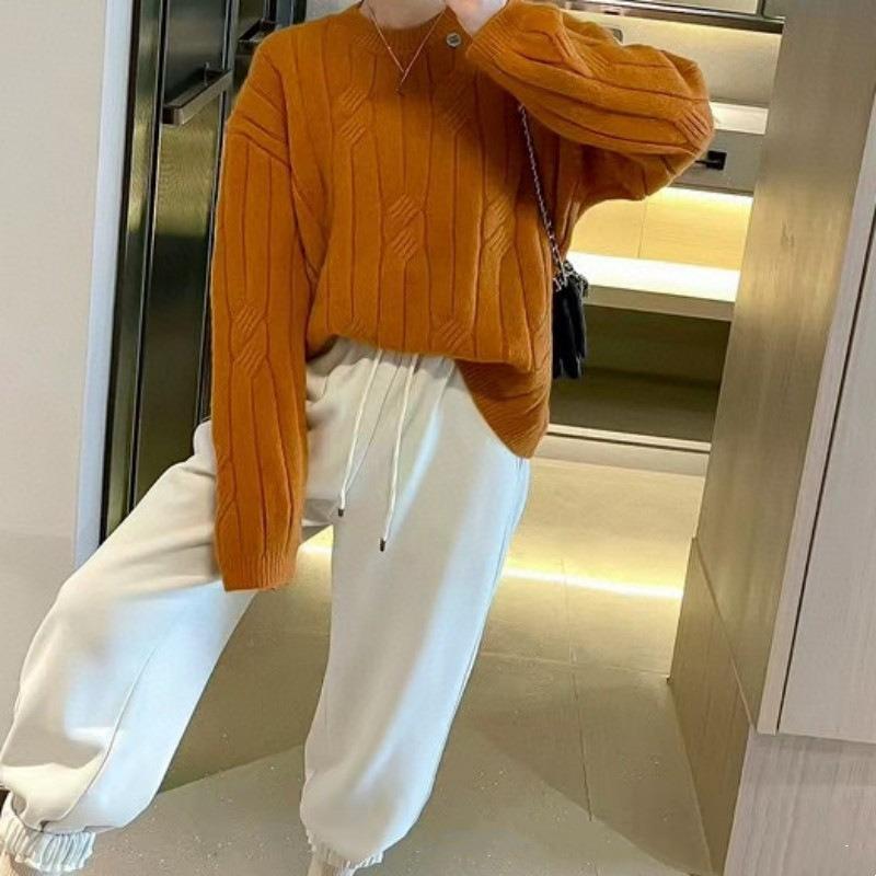 Twist Knitted Sweater Women's Autumn and Winter New Lazy Wind Thickened Loose Retro Pullover Women's Top