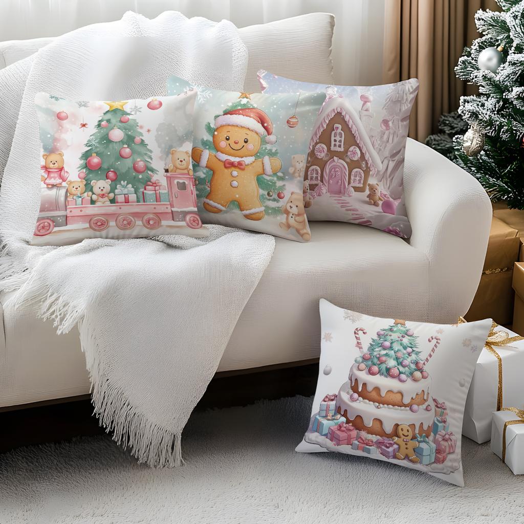 Cute Christmas Theme Pillowcase Bedroom Sofa Cushion Cover 100% Polyester Living Room Cushion Pillowcase Home Decor
