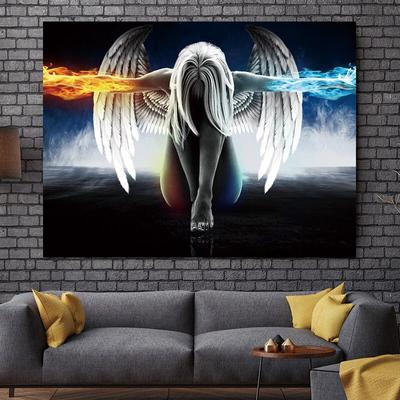 Engel und Dämon im nordischen Stil, Leinwandgemälde, Kunstwandbild, kreative Heimdekoration, Wohnzimmer, Zimmer, Eingangsdekoration, Kunstposter