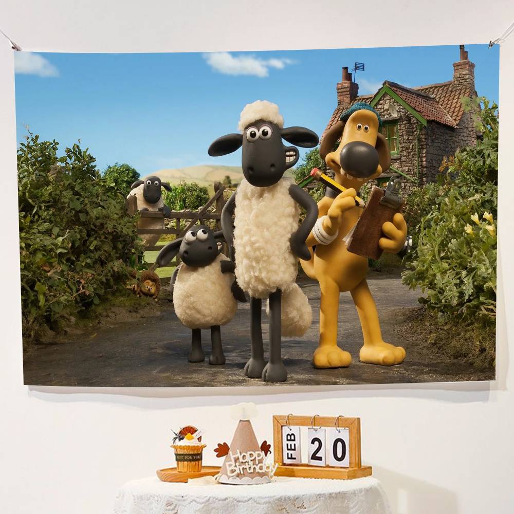 Cartoon anime S-Shaun fun the Sheep Photography Studio Backdrop Outdoor House Party Decor Photo Background Curtain Back Drop