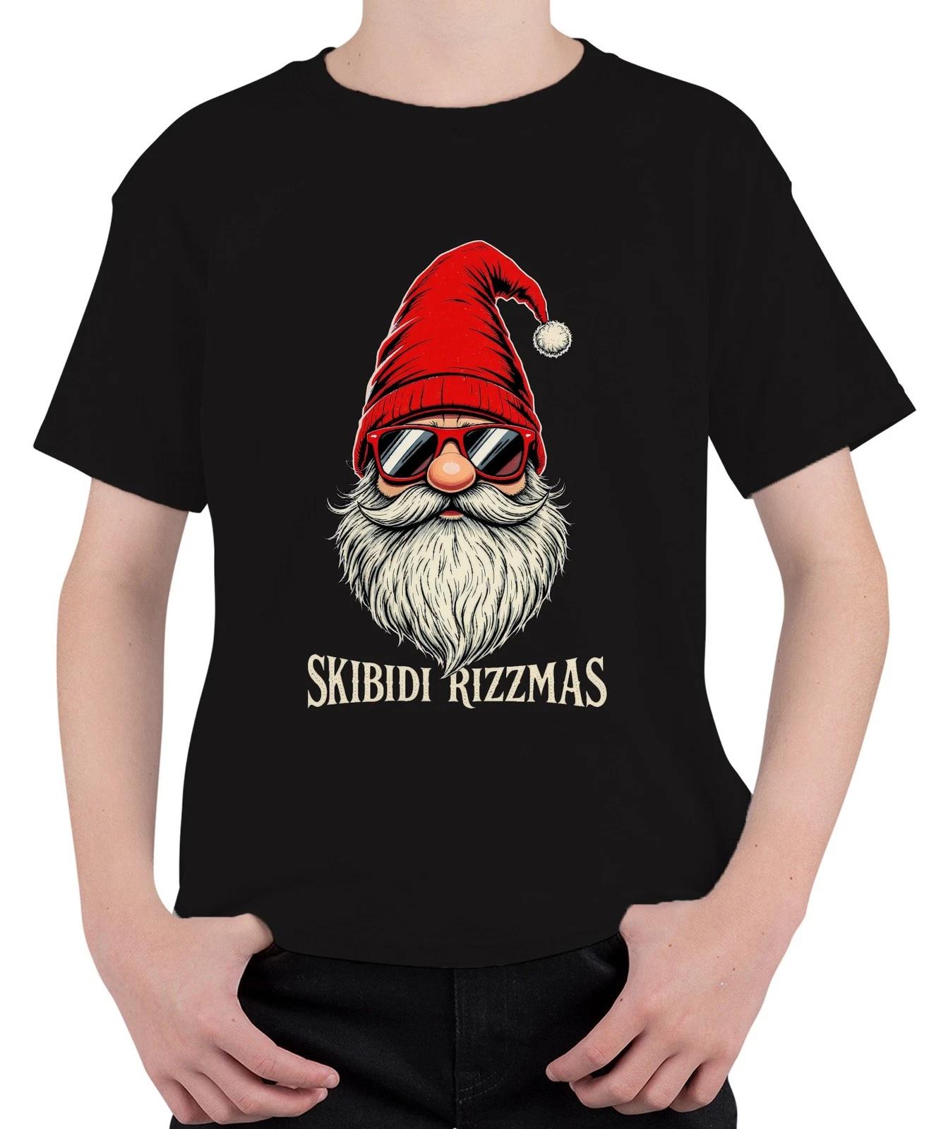 SKIBIDI RIZZMAS Weihnachtsmann Sonnenbrille Hipster Mütze Bart Unisex Kinder T-S S