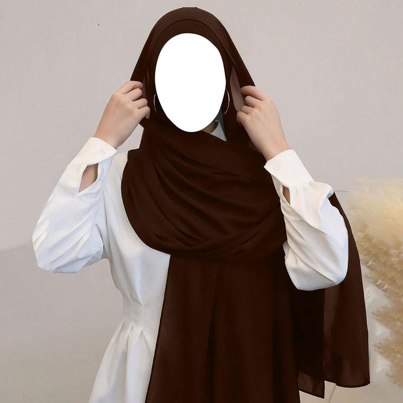 Yto Scarf Women's White/Burgundy/Blue New Chiffon Headscarf Pleated Drawstring Cap Set Monochrome Pearl Chiffon Headscarf Pleated Bottoming Cap Combination 70Cm