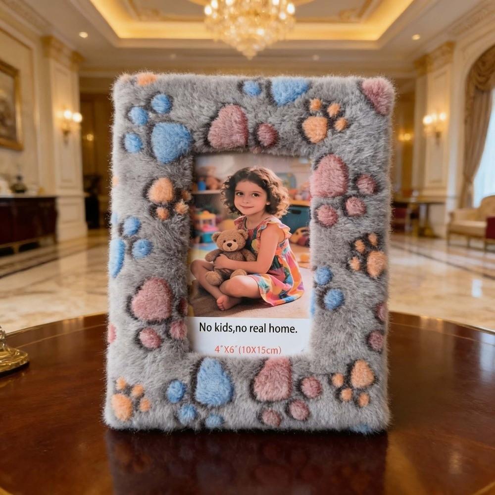 Heart Plush Photo Frame Leopard Print Puppy Paw 6/7/8 Inch Picture Frame Soft Creative Picture Frame Ornaments