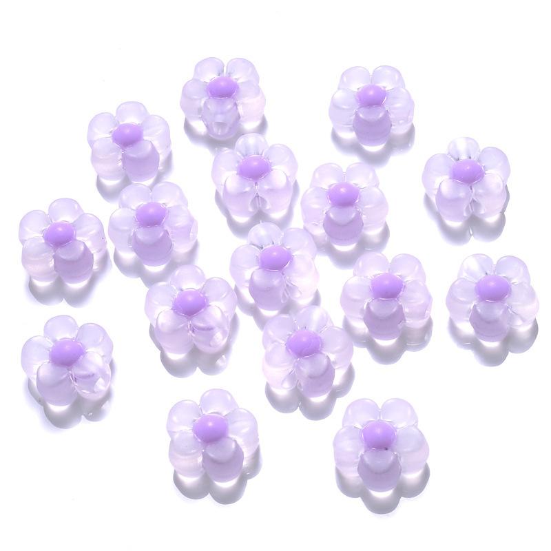 100pcs 12mm Sunflower Acrylic Beads Matte Transparent Mixed Color Spacer Loose Beads DIY Bracelets Necklace Jewelry Accessories