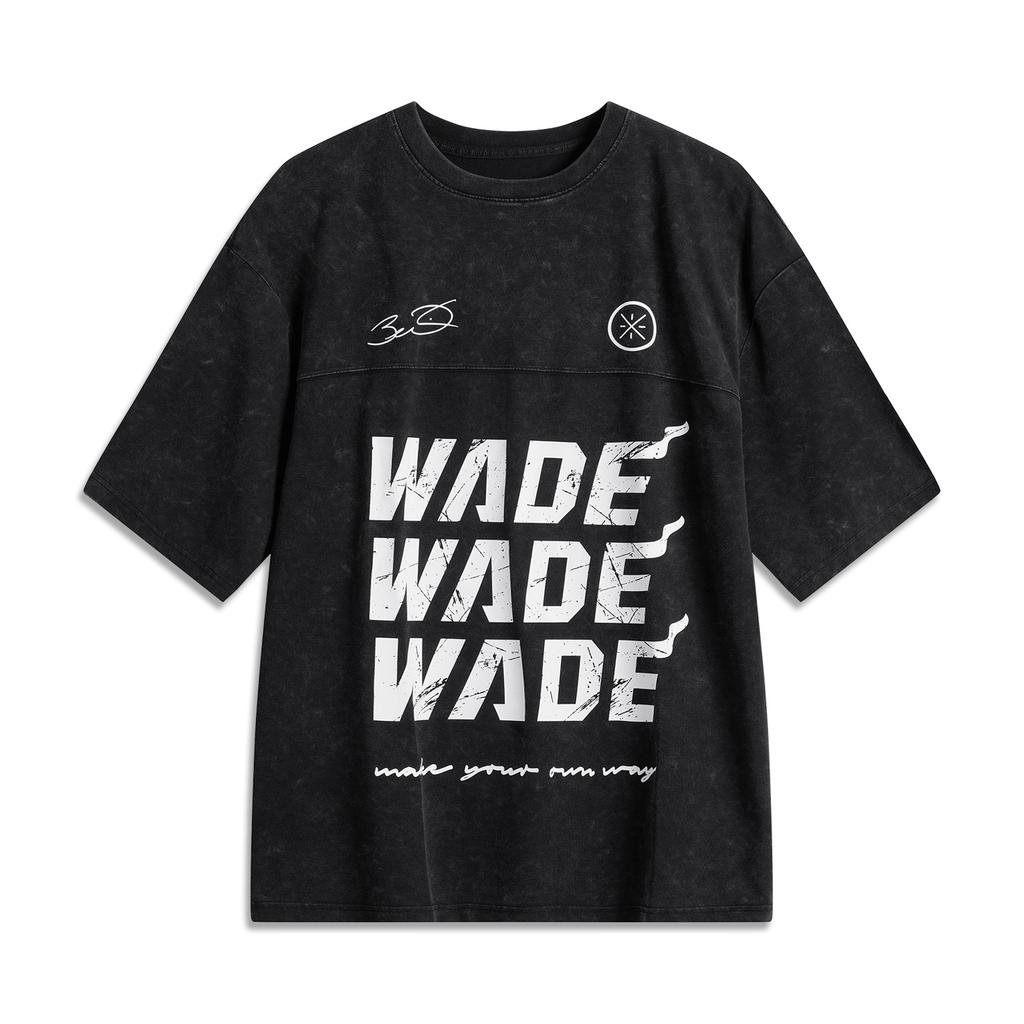 Li-Ning Comfortable Simple Versatile Loose Letter Print Round Neck Short Sleeve T-Shirt Men Tops Black AHSU365-4