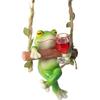 Cute Frogs Climbing Ladder With Wine Cup Wall Hanging Decors Resin Sculpture For Home Bookshelves And Garden Decoration