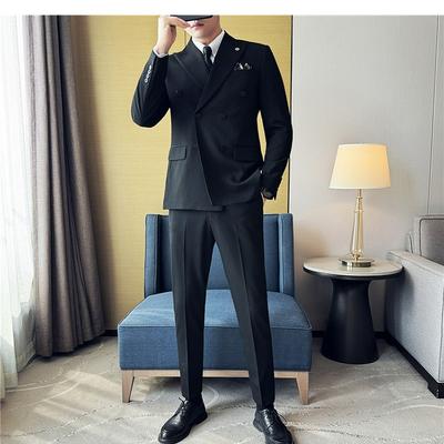 Traje de Hombre de Doble Botonadura Traje de Negocios para Hombre Traje de Tres Piezas