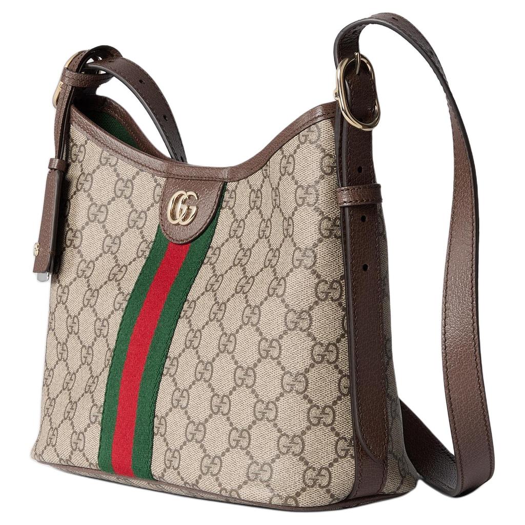 Gucci Ophidia GG Monogram Signature Web Stripe Shoulder Bag Women Shoulder Bag Beige Dark-Brown 836872-FAE0K-9853