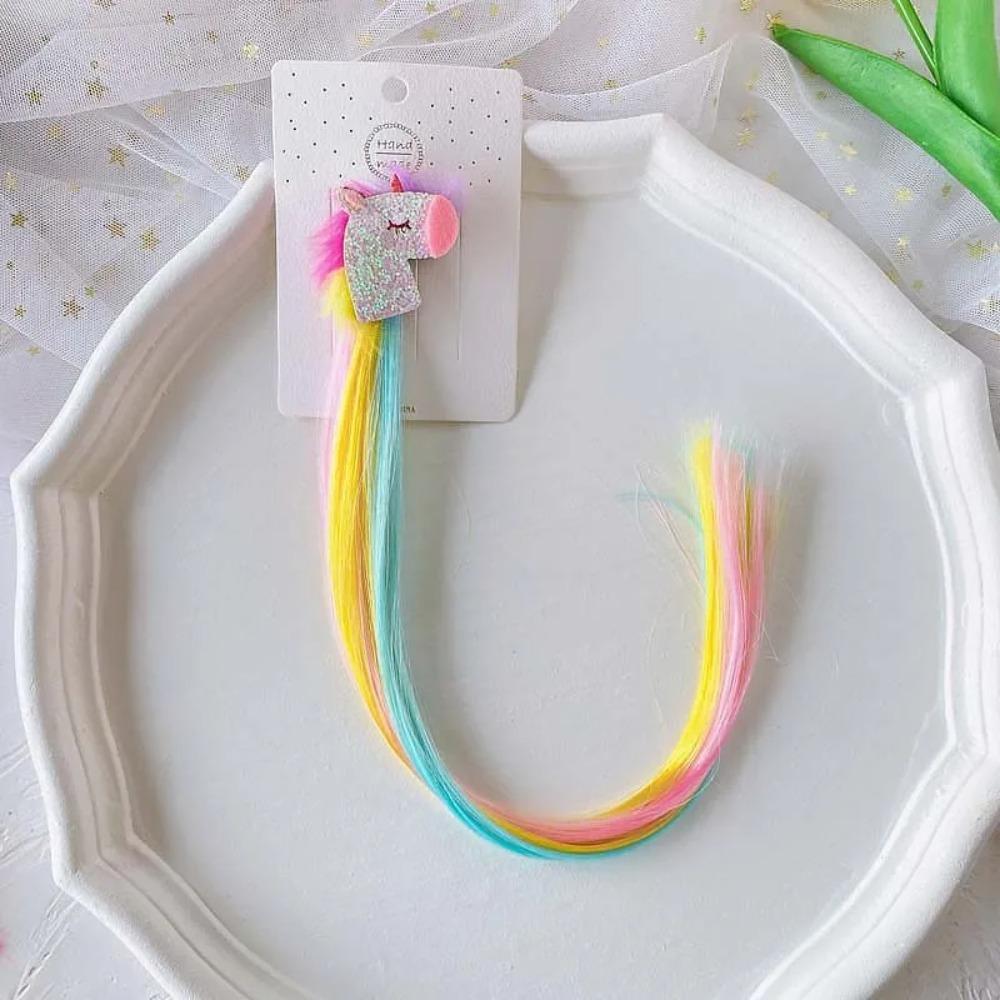 Hair Clips Unicorn Colorful Wigs Hair Clip Kids Gift Girls Birthday Party Decoration Favors Rainbow Headwear Braids Accessories