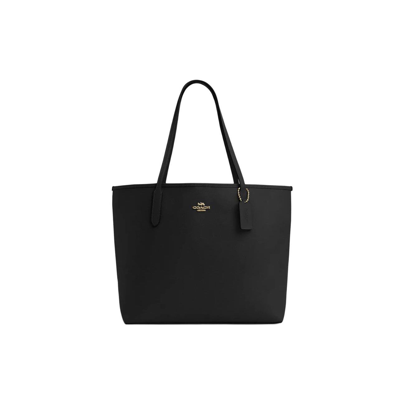 Coach City 33 Logo Snap Closure Leather Tote Bag Women tote Black CR111-IMBLK Basic Set (Bag+Dust Bag)