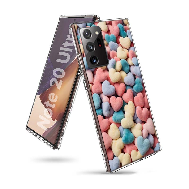 Furry Heart Phone Case for Samsung A55 A35 A25 A15 A07 A05S A16 A17 A26 A36 A37 A56 A57 Galaxy Note 20 10 A50S A71 A51 A31 A30 A