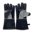 35cm Long Double-layer Leather Welding Gloves - Heat and Splash Resistant Labor Protection