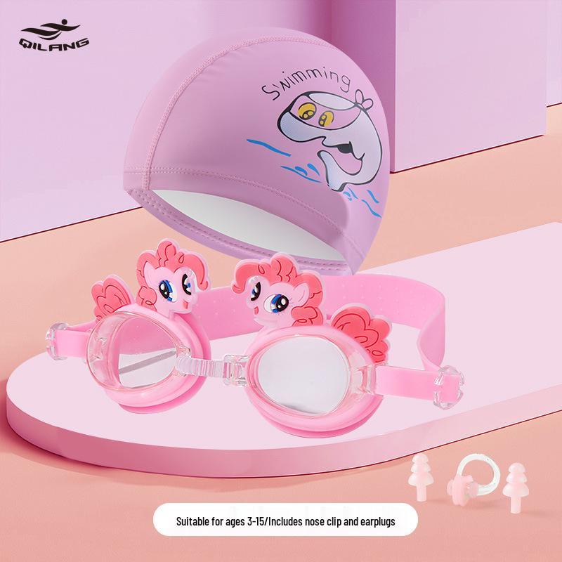 Kids' Cartoon Swim Cap with Waterproof Ear Protection & High Elasticity - Comfortable PU Cap for Boys & Girls, Customizable Logo Available.