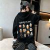Y2K Kids Hoodie Sweatshirt Autumn Winter Cute Cartoon Coffee Cats Graphic Print Casual Loose Long Sleeve Tops