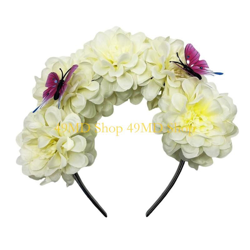 49MD Bride Flower Headband for Wedding Model Show Hairband Realistic Flower Headband
