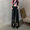 Autumn Women's Fashion Casual Retro Embroidery Loose Straight Pants