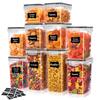 Clear Locking Lid Food Containers Stackable Kitchen Storage Set With Labels for Pantry Shelf Rice Cereal Snack Storage