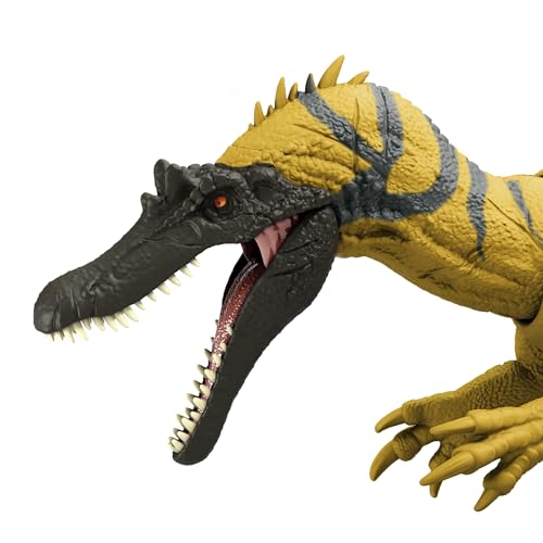 Mattel Jurassic World Ceratoscops Action Figure, Roaring!, Kids' Dinosaur Toy, Moving, Large, Total Length: Approx. 12.5 inches, Ages 4 and Up, Yellow