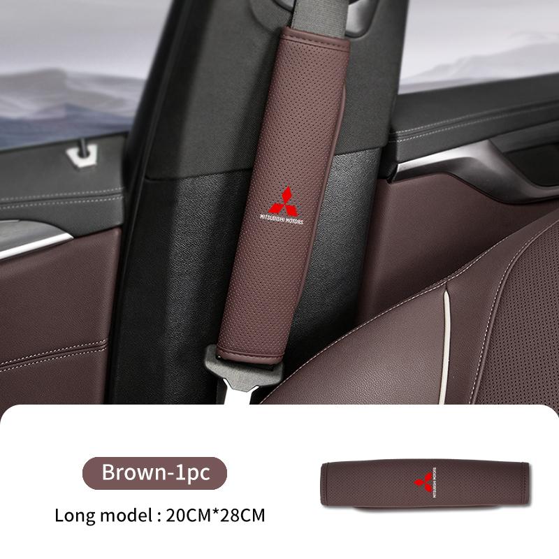 For Mitsubishi 1/2PCS Leather Car Seat Belt Protector Pad Shoulder Strap Cover Accessories Outlander Lancer Eclipse Mirage