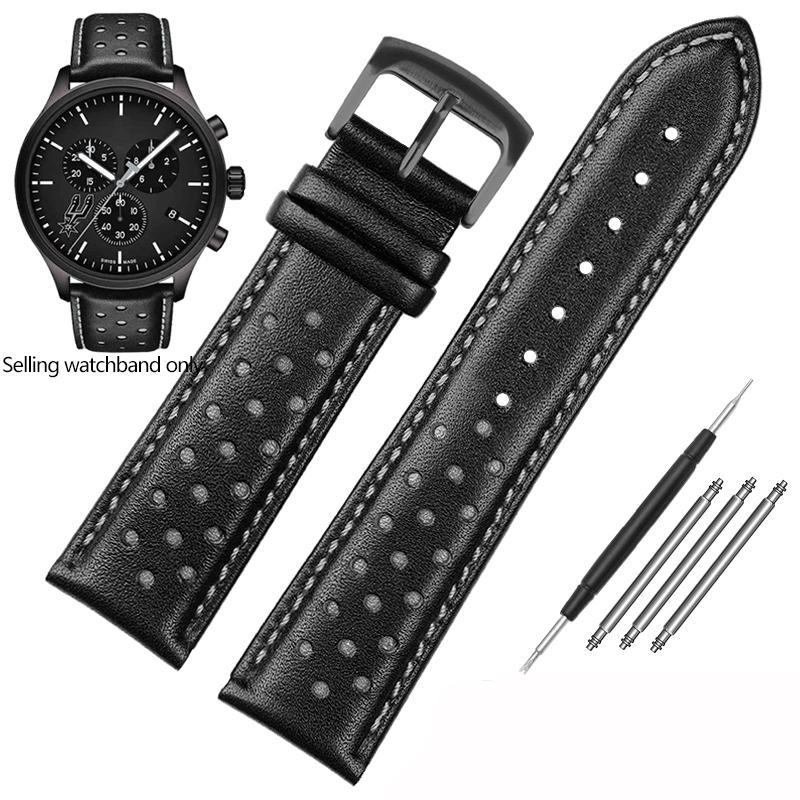 New Genuine Leather Watchband for Tissot 1853 Special T116 Strap T116617 Warriors Knights Lakers Band Heuer Men's 22mm Bracelet