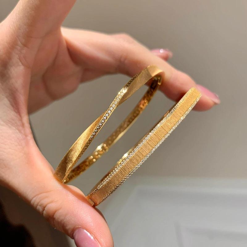 Vintage Medieval Italian Buchi Style Premium Brushed Mobius Bracelet Twisted Rope Diamond Stacked Wear Jewelry