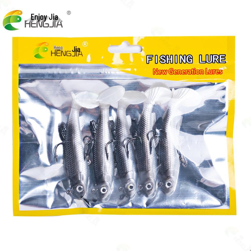 

T-Tail 8CM Soft Bait for Ice and Rock Fishing - Artificial Lead Head Lure for Bass Anglers 8cm/14g, pack of 5