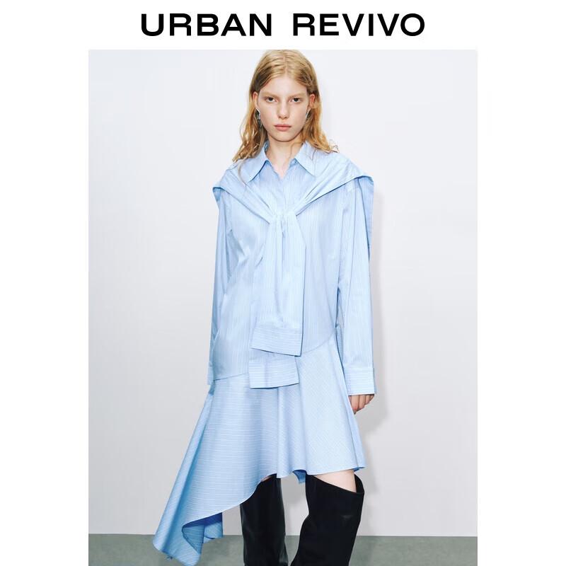 

UR 2025 Autumn New Women s Two-Piece Irregular Color Block Stripe Dress L