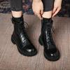 Martin boots women's medium boots new thin velvet heightened flat-bottomed thick-soled short boots locomotive knight boots women's boots
