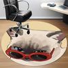 1PC Cat Sunglasses Office Round Area Rug,  Mat Suitable ForOffice, Under Office Chairs Bedroom Living Room Home Decor, Room Deco