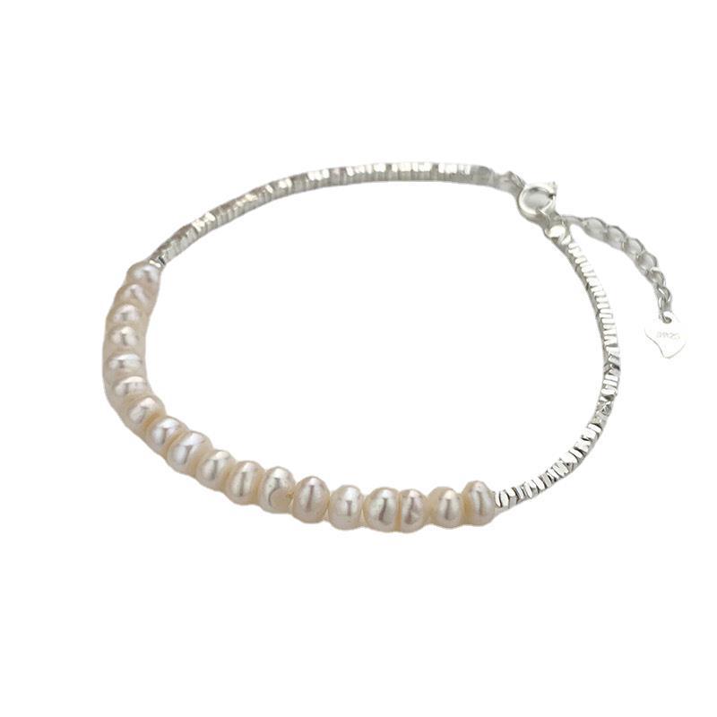 S925 Sterling Silver Natural Pearl Women's Bracelet – Light Luxury High-End Freshwater Pearl Design