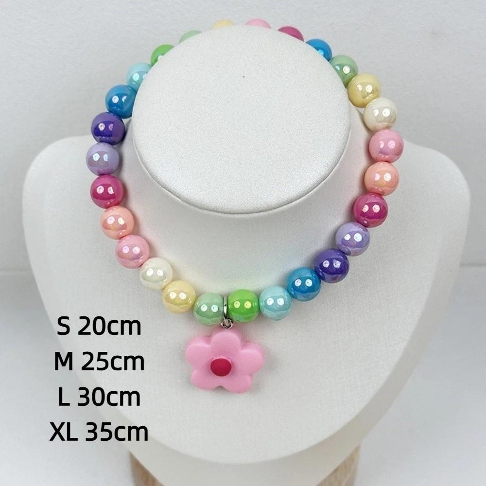 Adjustable Beaded Cat Necklace Flower Pendant Dog Cat Pet Collar Pet Costume Accessories