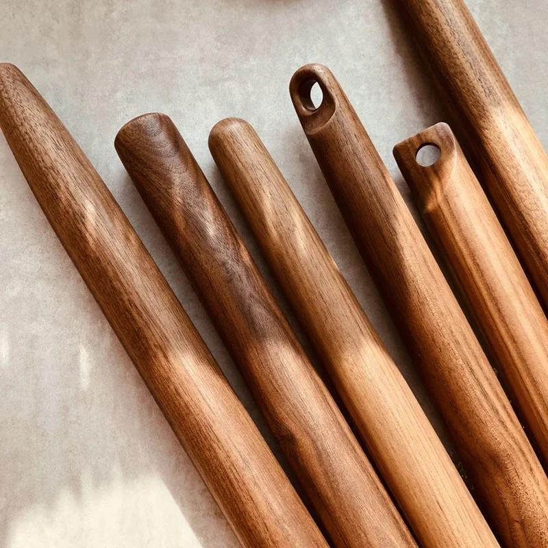 Nudelholz aus natürlichem Walnussholz für Teig Holzroller Gebäckrolle Küchenzubehör Kuchen Pizza Werkzeuge