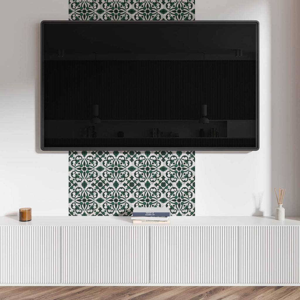 Zestaw Kafelków Winylowych Samoprzylepnych Z Nadrukiem Wzór Roślinny Z Ornamentami 10X40X20 Cm