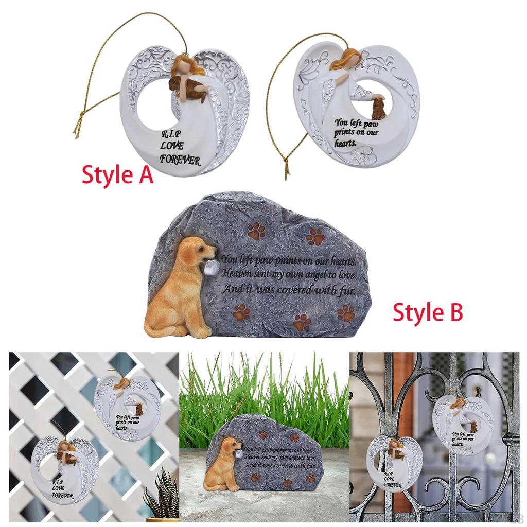 Stone Headstone Loss of Pet Gift Decoration Resin Dog Monument Tombstone for Patio Yard Lawn