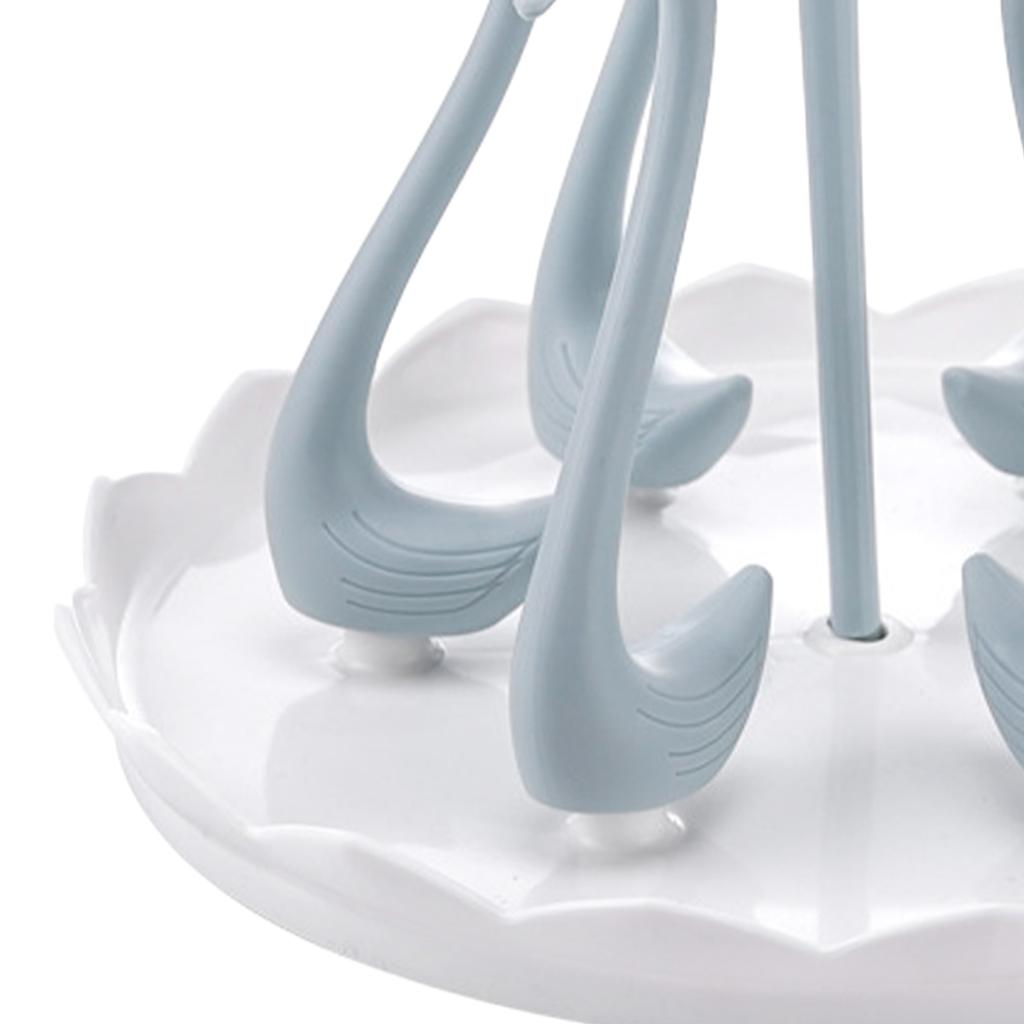 Swan Cup Holder with Rotating Drip Tray Plastic Rotatable Drinking Cup Drainer Stand Rack for Home