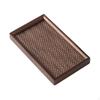 Rectangular Wood Tray with Bamboo Mat | Raised Surrounding Edges, Design, Serving Tray, for Tabletop