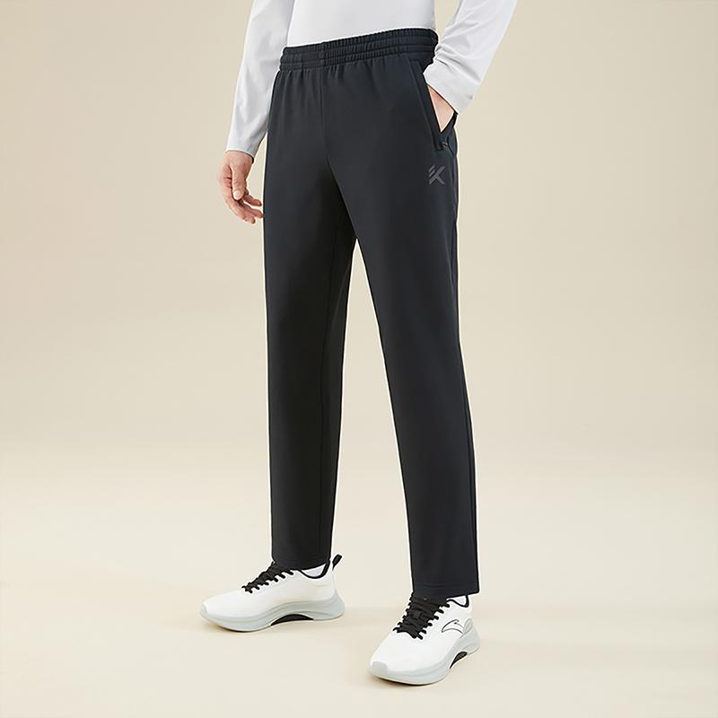 Anta Basketball Series Solid Color Sports Casual Warm Lace-Up Water-Resistant Fleece KT Pants Men Pants Basic-Black 952341501-1