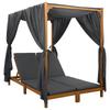 Double Sun Lounger with Canopy and Curtains Solid Acacia Wood