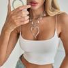 Exaggerated Metal Big Love Pendant Necklace, Fashionable Baroque Imitation Pearl Collarbone Chain Necklace